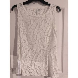 LAUREN CONRAD Sleeveless Blouse - WHITE (Small)